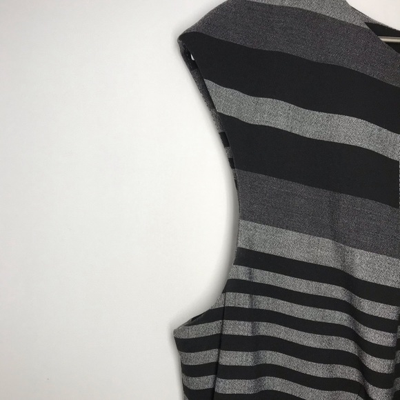 Calvin Klein Black & Grey Striped Cap Sleeve Dress - Picture 6 of 14